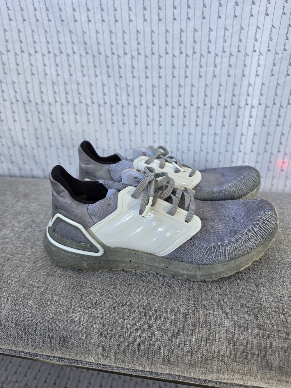 adidas Grey Knit Sneakers with White Cage